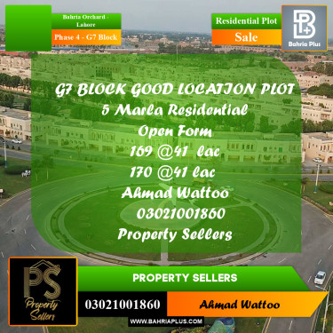 5 Marla Residential Plot for Sale in Phase 4 - G7 Block -  Bahria Orchard, Lahore - (BP-318493)