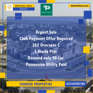 5 Marla Residential Plot for Sale in Overseas C -  Bahria Town, Lahore - (BP-318524)