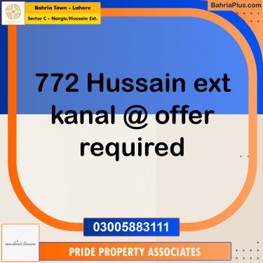 20 Marla Residential Plot for Sale in Sector C - Nargis/Hussain Ext. -  Bahria Town, Lahore - (BP-318597)