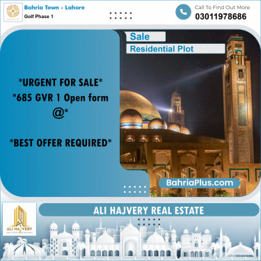 5 Marla Residential Plot for Sale in Golf Phase 1 -  Bahria Town, Lahore - (BP-318632)