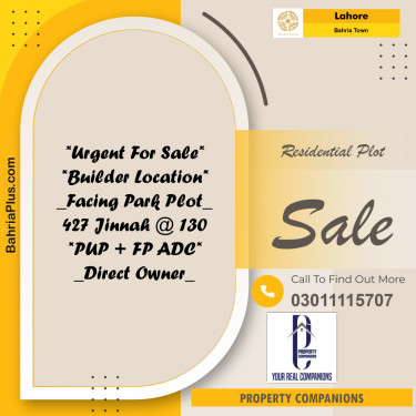 Residential Plot for Sale in Bahria Town, Lahore - (BP-318640)