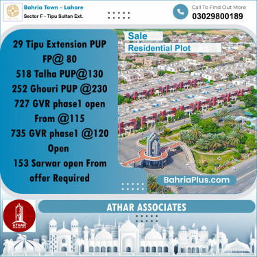 5 Marla Residential Plot for Sale in Sector F - Tipu Sultan Ext. -  Bahria Town, Lahore - (BP-318685)