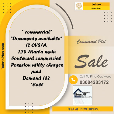 Commercial Plot for Sale in Bahria Town, Lahore - (BP-318783)