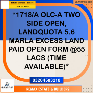 Residential Plot for Sale in OLC-A Ext. Block -  Bahria Orchard, Lahore - (BP-318805)