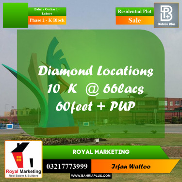 5 Marla Residential Plot for Sale in Phase 2 - K Block -  Bahria Orchard, Lahore - (BP-318888)