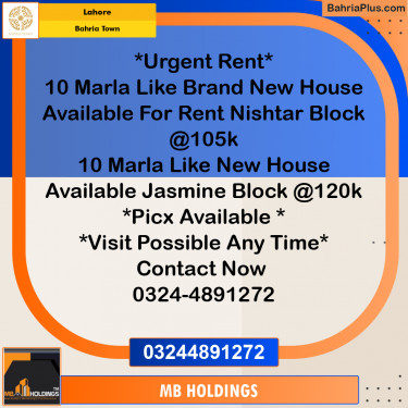 Residential House for Rent in Bahria Town, Lahore - (BP-319013)