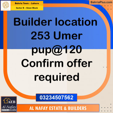 5 Marla Residential Plot for Sale in Sector B - Umer Block -  Bahria Town, Lahore - (BP-319147)