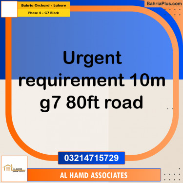 10 Marla Residential Plot for Sale in Phase 4 - G7 Block -  Bahria Orchard, Lahore - (BP-319184)
