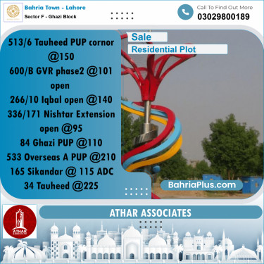 10 Marla Residential Plot for Sale in Sector F - Ghazi Block -  Bahria Town, Lahore - (BP-319242)