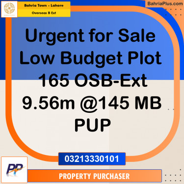 10 Marla Residential Plot for Sale in Overseas B Ext -  Bahria Town, Lahore - (BP-319244)
