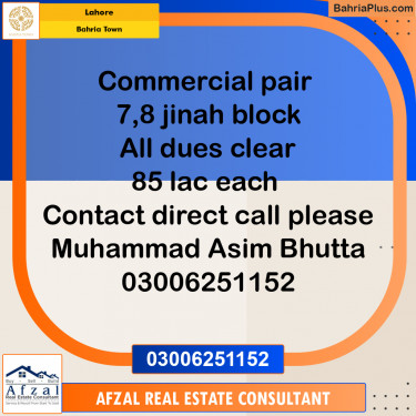1.33 Marla Commercial Plot for Sale in Bahria Town, Lahore - (BP-319246)