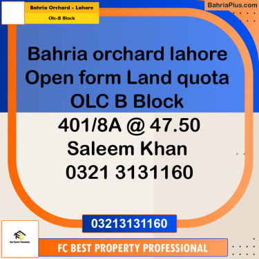 5 Marla Residential Plot for Sale in OLC-B Block -  Bahria Orchard, Lahore - (BP-319259)