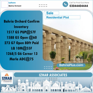 Residential Plot for Sale in Bahria Orchard, Lahore - (BP-319265)