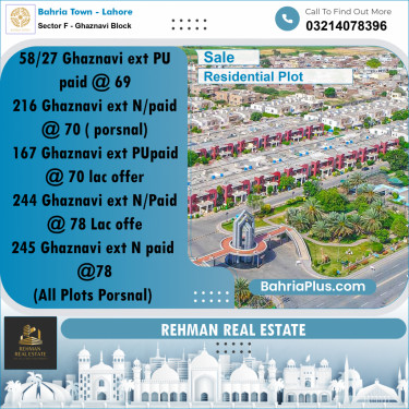 5 Marla Residential Plot for Sale in Sector F - Ghaznavi Block -  Bahria Town, Lahore - (BP-328669)