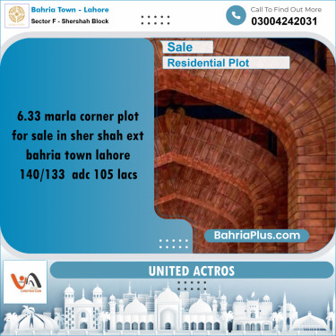 6.33 Marla Residential Plot for Sale in Sector F - Shershah Block -  Bahria Town, Lahore - (BP-328684)
