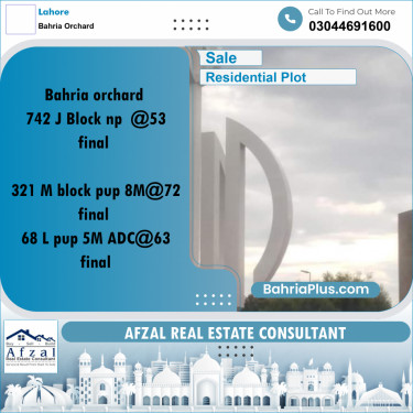 Residential Plot for Sale in Bahria Orchard, Lahore - (BP-328787)