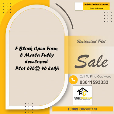5 Marla Residential Plot for Sale in Phase 2 - F Block -  Bahria Orchard, Lahore - (BP-328794)