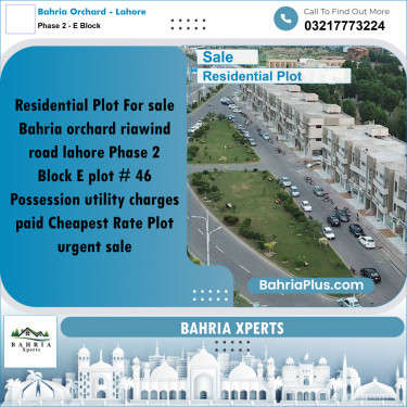 8 Marla Residential Plot for Sale in Phase 2 - E Block -  Bahria Orchard, Lahore - (BP-328799)