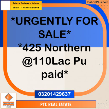 10 Marla Residential Plot for Sale in Phase 1 - Northern District -  Bahria Orchard, Lahore - (BP-328880)