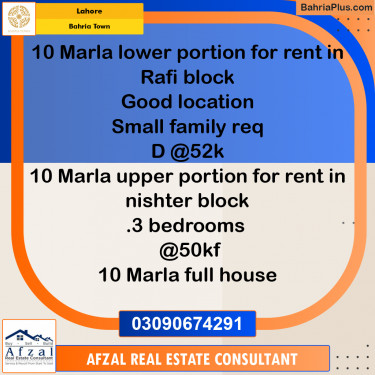 Residential House for Rent in Bahria Town, Lahore - (BP-328908)