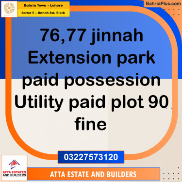 5 Marla Residential Plot for Sale in Sector E - Jinnah Ext. Block -  Bahria Town, Lahore - (BP-328920)
