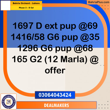 8 Marla Residential Plot for Sale in Phase 2 - D Ext -  Bahria Orchard, Lahore - (BP-328949)