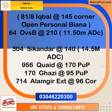 Residential Plot for Sale in Bahria Town, Lahore - (BP-328969)