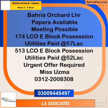 5 Marla Residential Plot for Sale in Phase 2 - E Block -  Bahria Orchard, Lahore - (BP-328970)