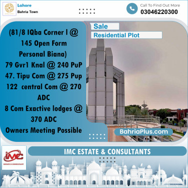 Residential Plot for Sale in Bahria Town, Lahore - (BP-328971)