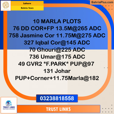 Residential Plot for Sale in Bahria Town, Lahore - (BP-328977)