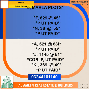Residential Plot for Sale in Bahria Orchard, Lahore - (BP-329042)
