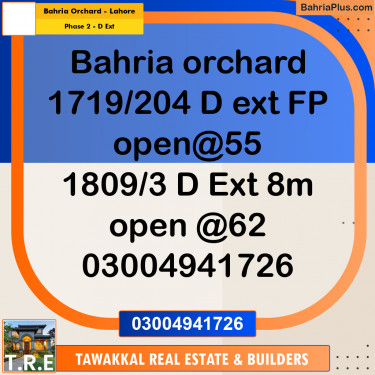 5 Marla Residential Plot for Sale in Phase 2 - D Ext -  Bahria Orchard, Lahore - (BP-329057)