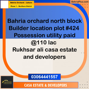 10 Marla Residential Plot for Sale in Phase 1 - Northern District -  Bahria Orchard, Lahore - (BP-329278)