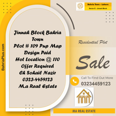 5 Marla Residential Plot for Sale in Sector E - Jinnah Block -  Bahria Town, Lahore - (BP-329323)