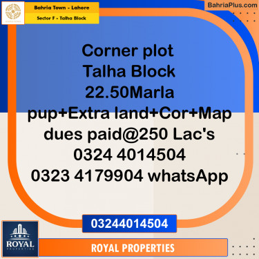 Residential Plot for Sale in Sector F - Talha Block -  Bahria Town, Lahore - (BP-329350)