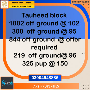 Residential Plot for Sale in Sector F - Tauheed Block -  Bahria Town, Lahore - (BP-329361)
