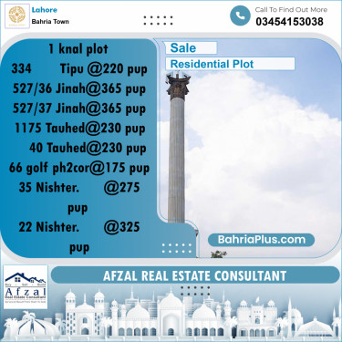 Residential Plot for Sale in Bahria Town, Lahore - (BP-329371)