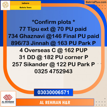 5 Marla Residential Plot for Sale in Bahria Town, Lahore - (BP-329434)