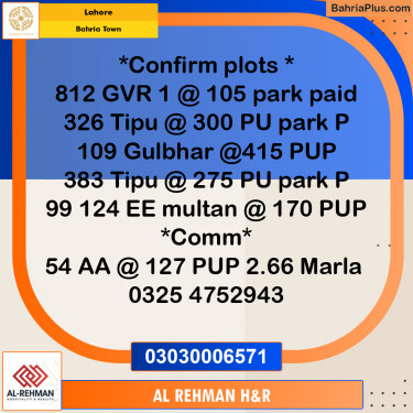 10 Marla Residential Plot for Sale in Bahria Town, Lahore - (BP-329436)
