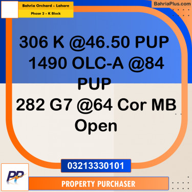 5 Marla Residential Plot for Sale in Phase 2 - K Block -  Bahria Orchard, Lahore - (BP-329447)