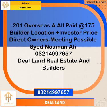 Residential Plot for Sale in Bahria Town, Lahore - (BP-329456)