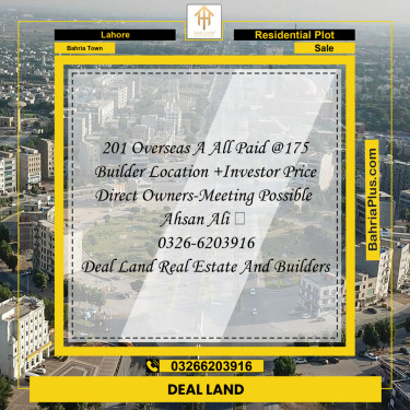 10 Marla Residential Plot for Sale in Bahria Town, Lahore - (BP-329461)