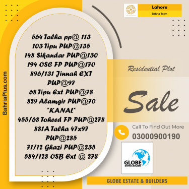 Residential Plot for Sale in Bahria Town, Lahore - (BP-329482)