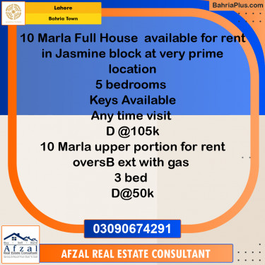 Residential House for Rent in Bahria Town, Lahore - (BP-329500)