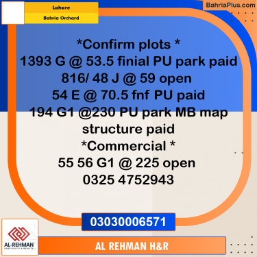 5 Marla Residential Plot for Sale in Bahria Orchard, Lahore - (BP-329528)