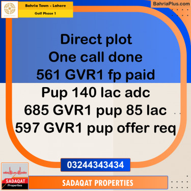 10 Marla Residential Plot for Sale in Golf Phase 1 -  Bahria Town, Lahore - (BP-329551)