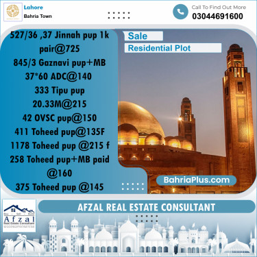 Residential Plot for Sale in Bahria Town, Lahore - (BP-329588)