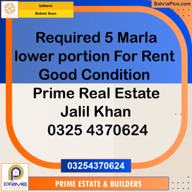 5 Marla Residential House for Rent in Bahria Town, Lahore - (BP-329666)
