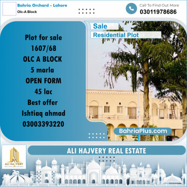 5 Marla Residential Plot for Sale in OLC-A Block -  Bahria Orchard, Lahore - (BP-329684)