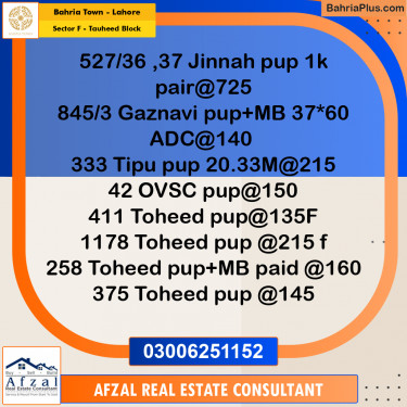 10 Marla Residential Plot for Sale in Sector F - Tauheed Block -  Bahria Town, Lahore - (BP-329758)